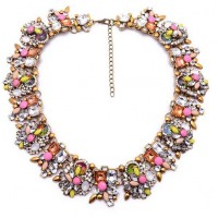 Seeki Pastel Aurora Borealis Crystal Statement Necklace